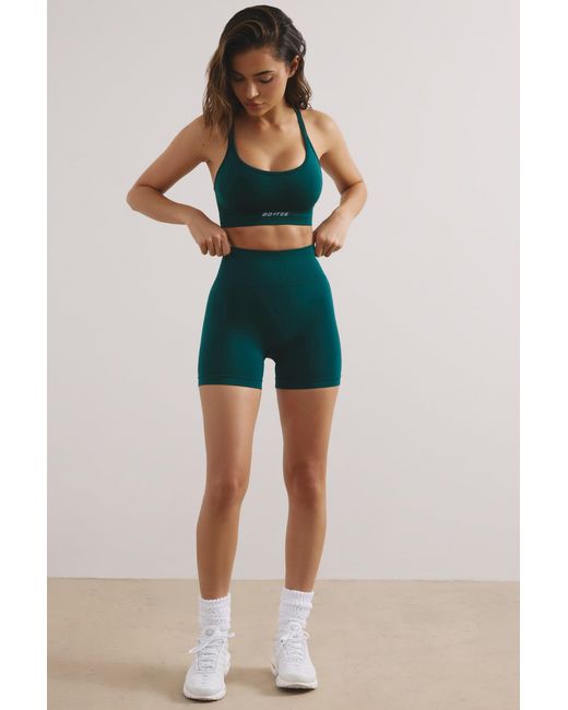 BO+TEE Green High Waist Define Luxe Mini Shorts