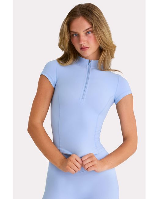 BO+TEE Blue Soft Active Quarter-Zip Top