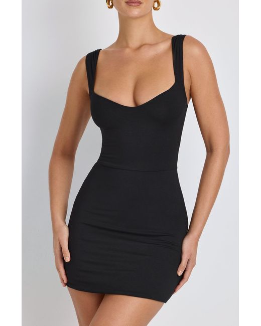 Oh Polly Black Modal Sweetheart Neckline Bodycon Mini Dress