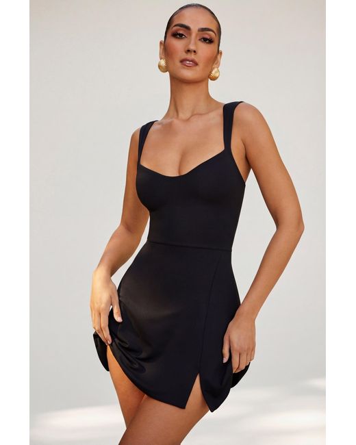 Oh Polly Black Sweetheart Neckline Mini Dress
