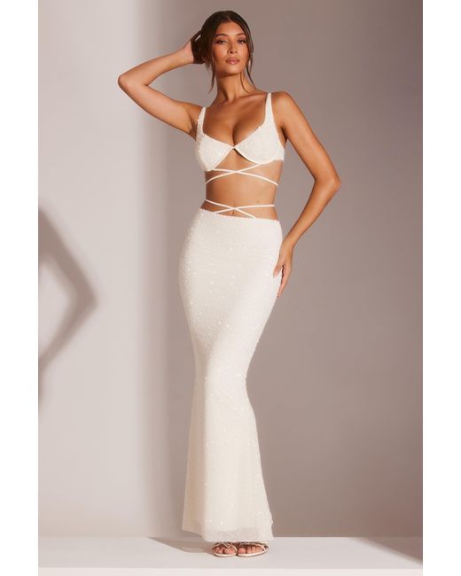 Oh Polly White Embellished Underwired Strappy Crop Top