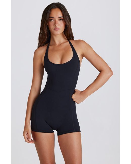 Women's Black Soft Active Halterneck Unitard
