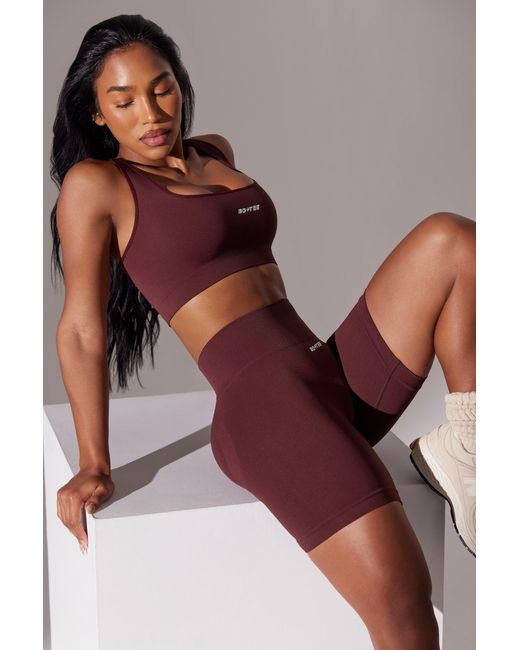 BO+TEE Red High Waist Super Sculpt Biker Shorts