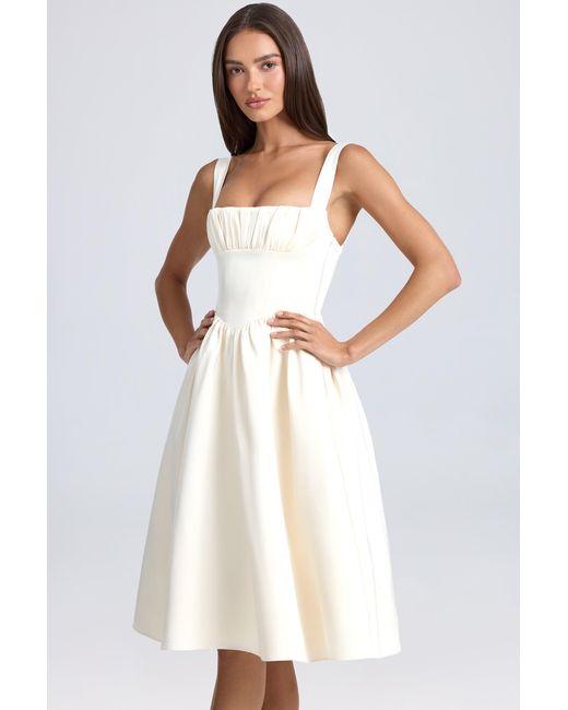 Oh Polly White Draped Corset Midaxi Dress