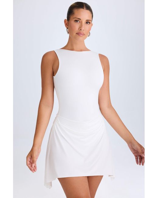 Oh Polly White Draped Open-Back Mini Dress