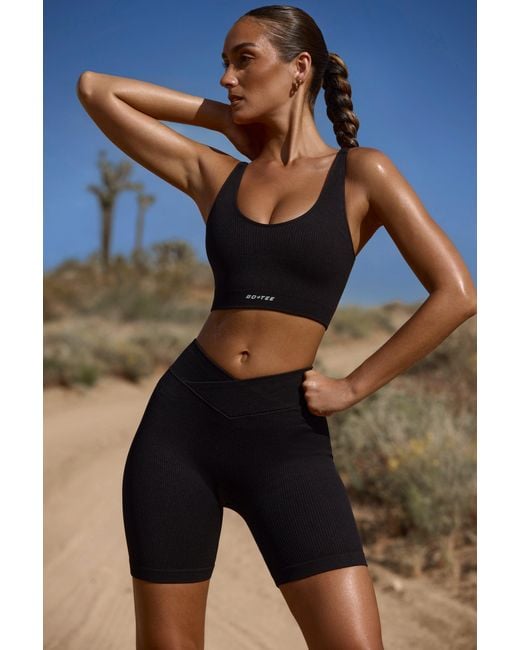BO+TEE Black High Waist Flexirib Biker Shorts