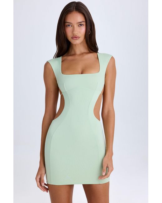Oh Polly Green Cut-Out Lace-Up Mini Dress