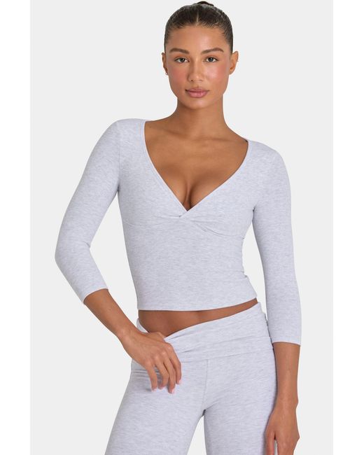 BO+TEE Gray Buttercloud 3/4 Sleeve Top