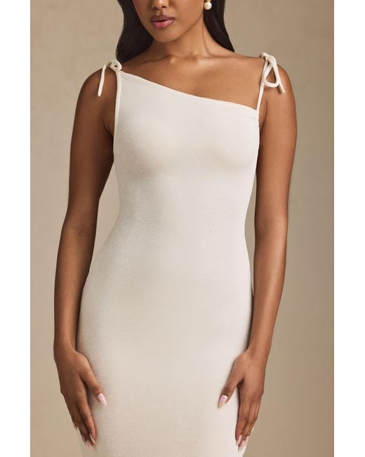Oh Polly White Textured Jersey Backless Maxi Dress