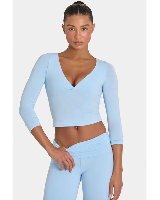 BO+TEE Blue Buttercloud 3/4 Sleeve Top
