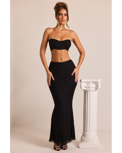 Oh Polly Black Embellished Strapless Corset Top