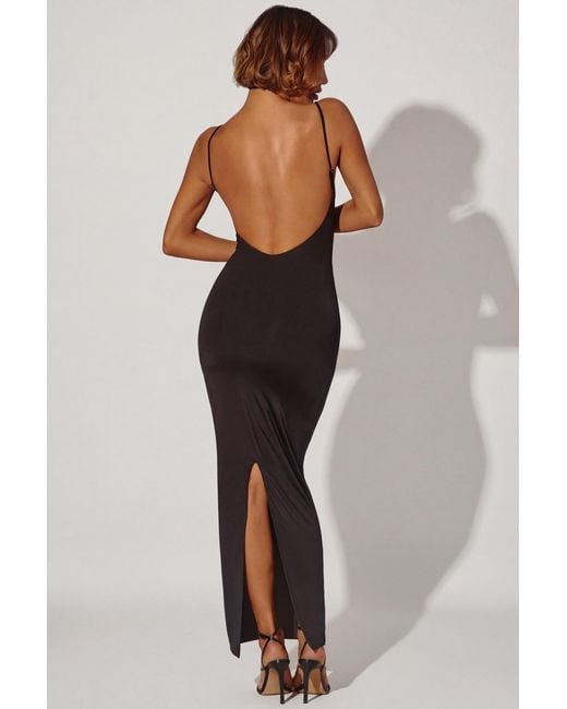 Oh Polly Black Ruched Bodycon Maxi Dress