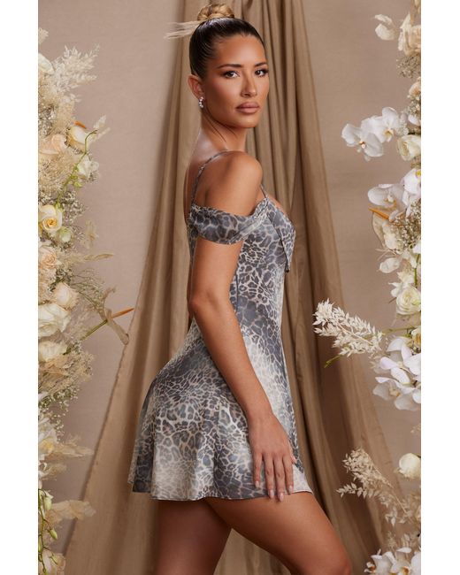 Oh Polly Multicolor Draped Neck A-Line Mini Dress