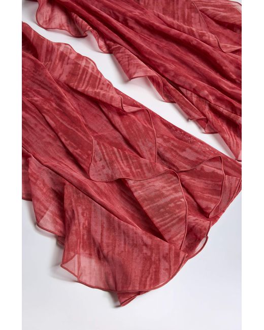 Oh Polly Ruffled Mid-Rise Flared Trousers
