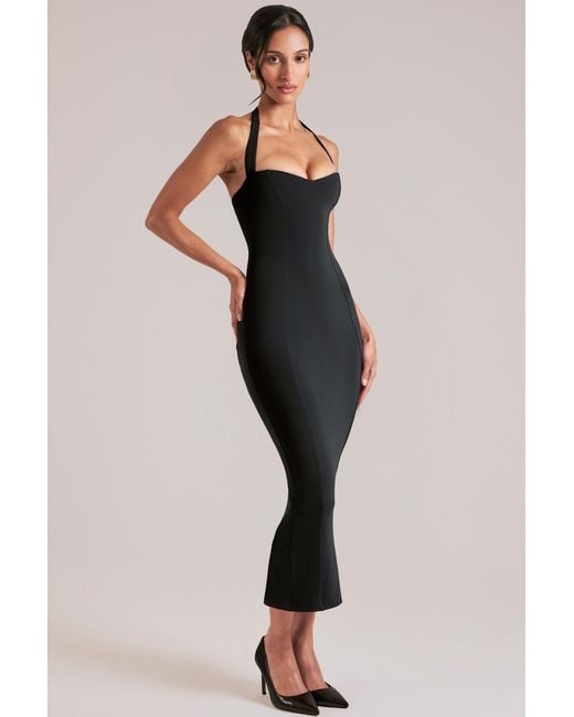 Oh Polly Black Halterneck Midaxi Dress