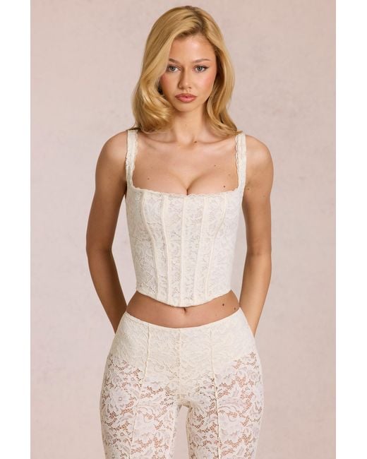 Oh Polly White Lace Soft-Scoop Boned Corset Top