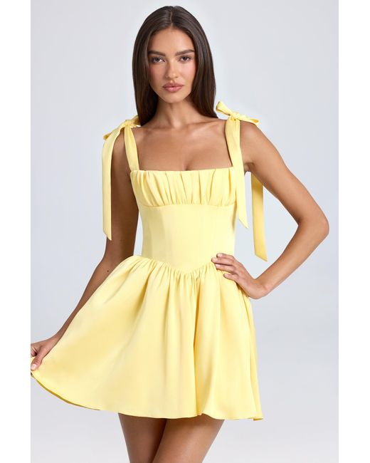 Oh Polly Yellow Draped Corset Mini Dress