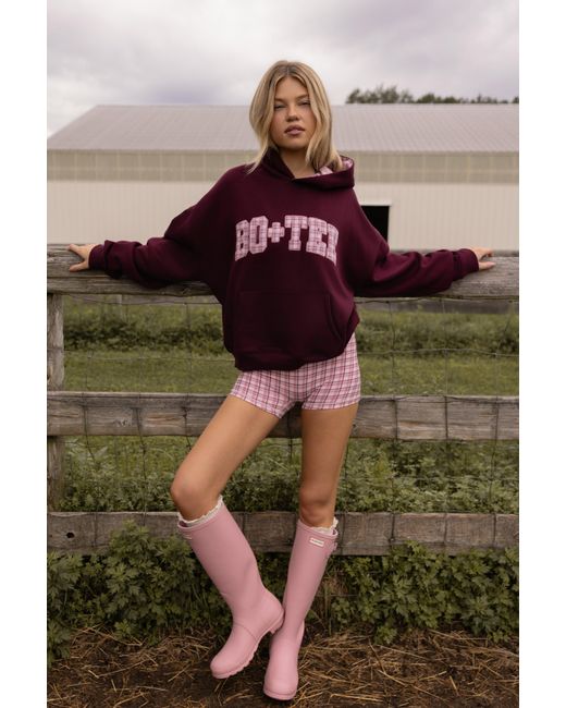 BO+TEE Red Oversized Applique Hoodie