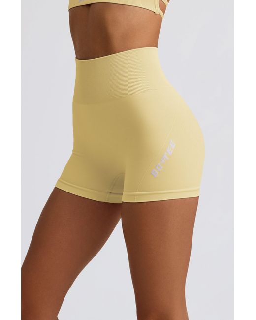 BO+TEE Yellow Super Sculpt Seamless Mini Shorts