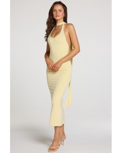 Oh Polly Yellow Modal Halterneck Midaxi Dress