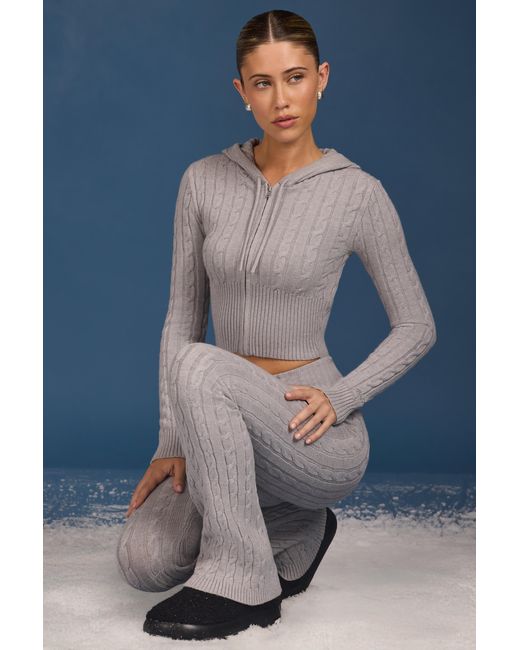 BO+TEE Gray Cable Knit Zip-Up Hoodie