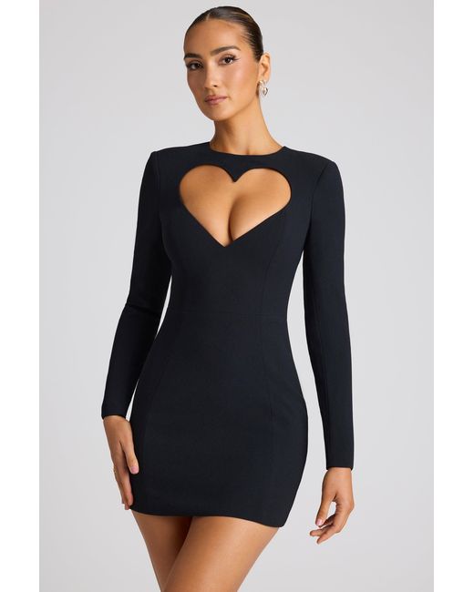 Oh Polly Black Heart Cut Out Long Sleeve Mini Dress