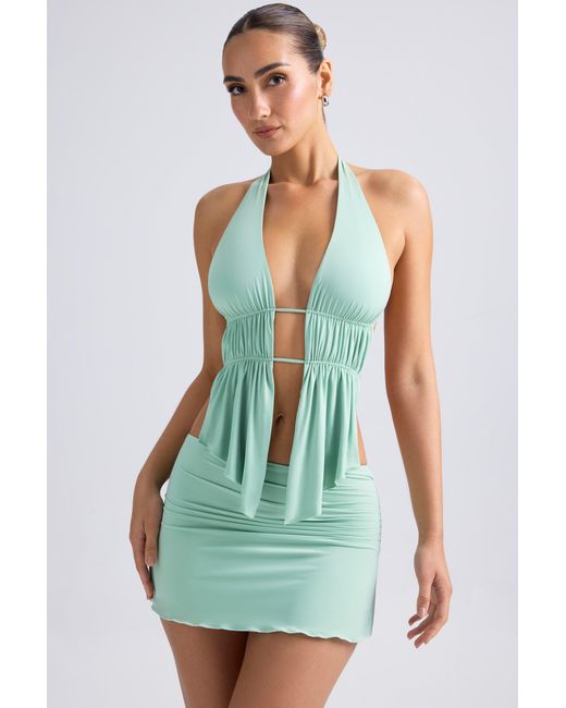 Oh Polly Green Draped A-Line Mini Skirt