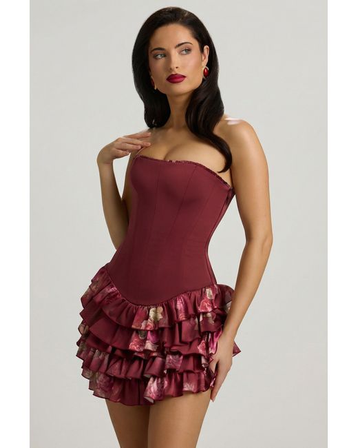 Oh Polly Multicolor Strapless Ruffled Tiered Corset Mini Dress
