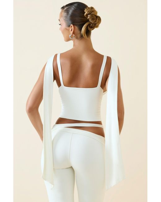 Oh Polly White Plunge-Neck Draped Top