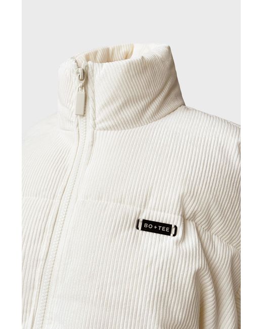 BO+TEE White Corduroy Quilted Puffer Jacket