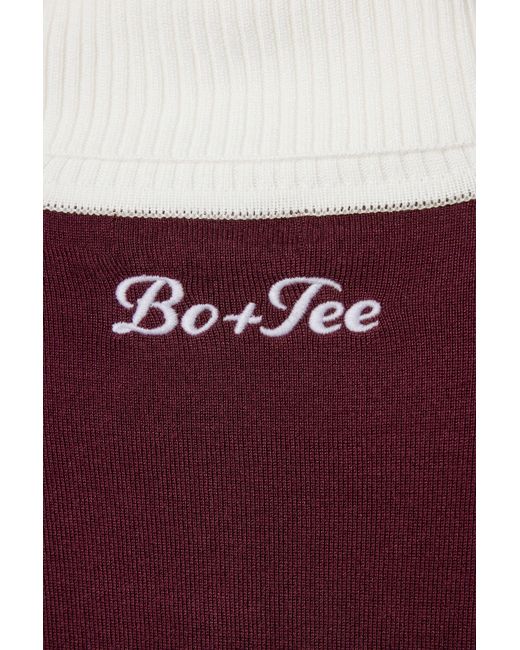 BO+TEE Red Knit Long-Sleeve Fitted Top