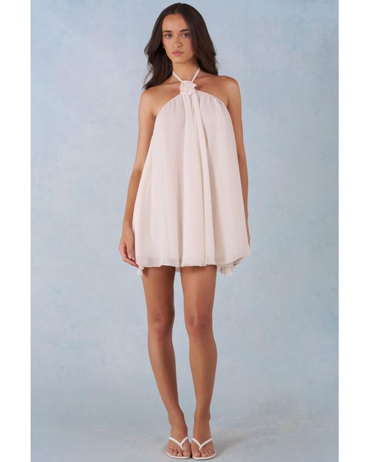 Oh Polly White Halterneck Babydoll Mini Dress