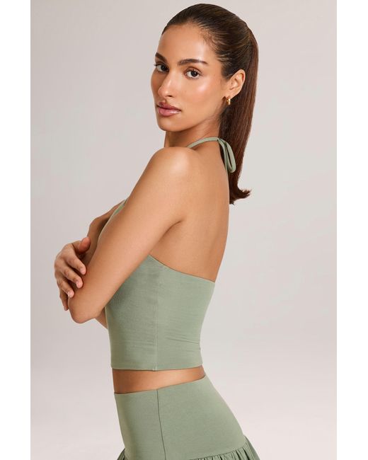 Oh Polly Green Modal Halterneck Top