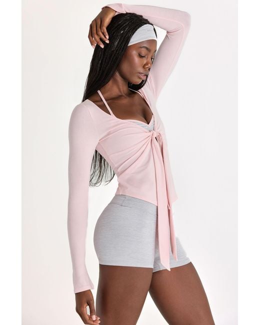 BO+TEE Pink Buttercloud Tie-Front Top