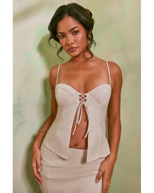Oh Polly White Mid Rise Linen Mini Skirt