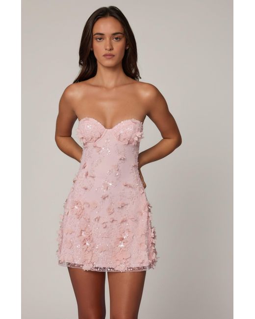 Oh Polly Purple Embellished Bandeau A-Line Mini Dress