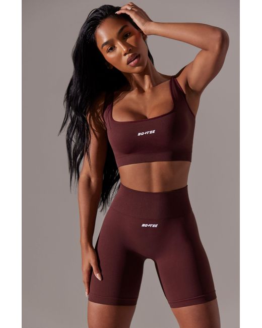 BO+TEE Red High Waist Super Sculpt Biker Shorts