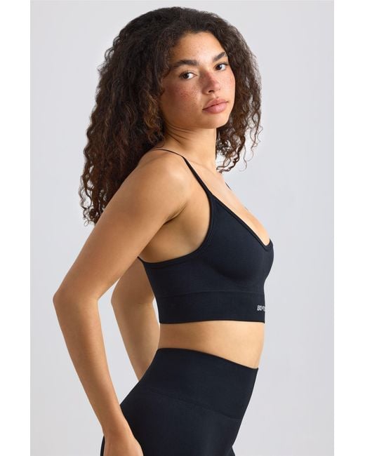 BO+TEE Black Super Sculpt Seamless Scoop-Neck Sports Bra