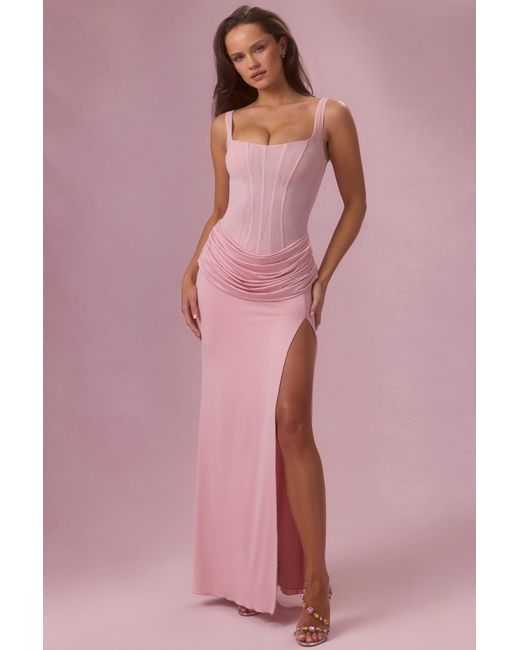 Oh Polly Pink Mesh Draped Bridesmaid Dress
