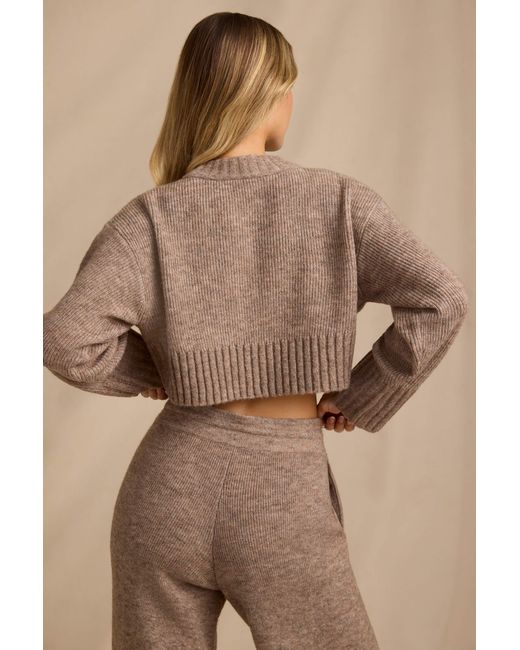 BO+TEE Brown Ribbed Knit Cropped Jumper