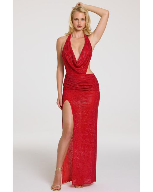 Oh Polly Red Embellished Maxi Dress