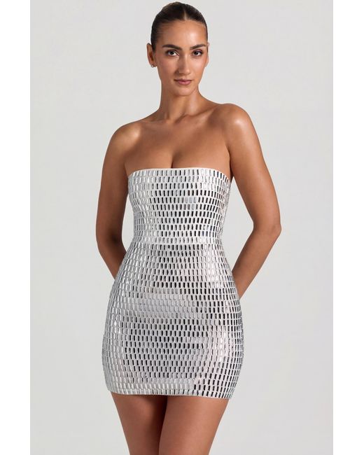 Oh Polly White Embellished Bandeau Mini Dress