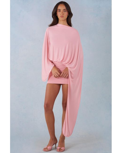 Oh Polly Pink Draped Cape Mini Dress