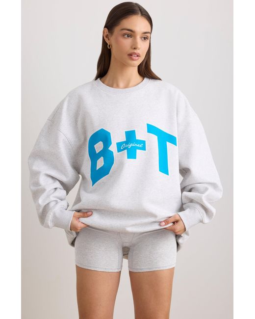 BO+TEE Gray Oversized Crew Neck Sweatshirt
