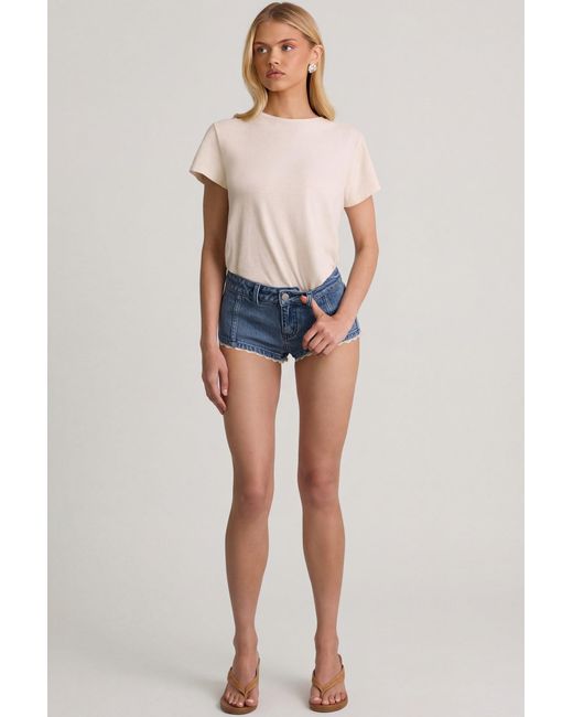 Oh Polly Blue Low-Rise Hot Pants