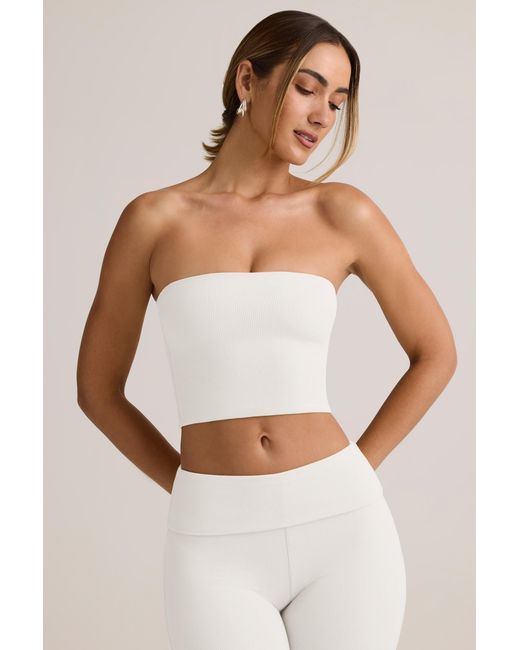 Oh Polly White Modal Strapless Crop Top