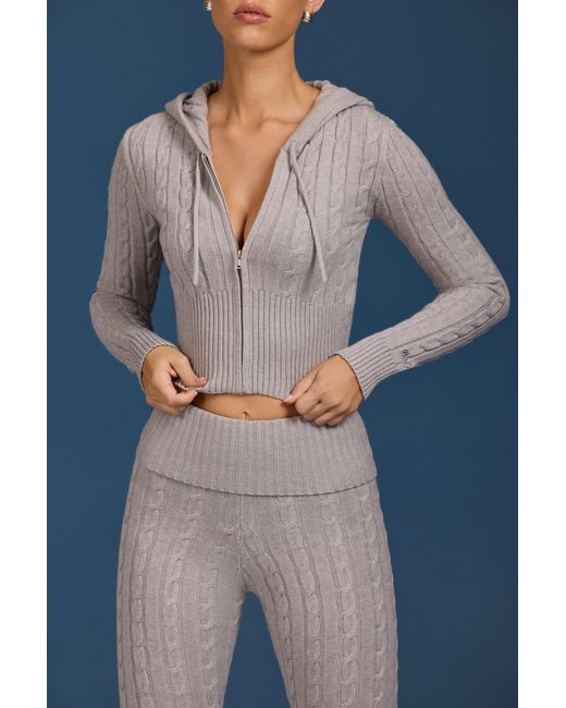 BO+TEE Gray Cable Knit Zip-Up Hoodie