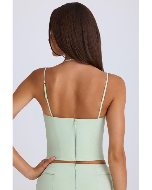 Oh Polly Green Strappy Halterneck Corset Top