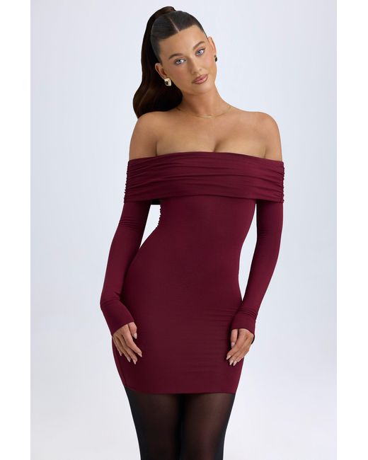 Oh Polly Red Modal Off-Shoulder Mini Dress