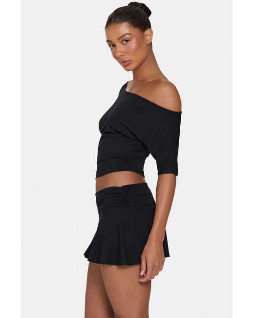 BO+TEE Black Buttercloud Slouchy Off-Shoulder Top